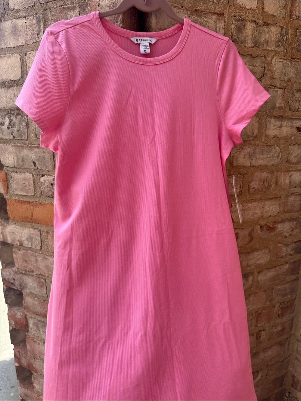 Athleta Signature Rib Baby Tee Dress - Coral Pink